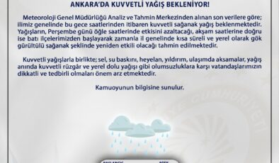 Ankara Valiliği’nden Kuvvetli Yağış Uyarısı: Sel ve Su Baskınlarına Dikkat!